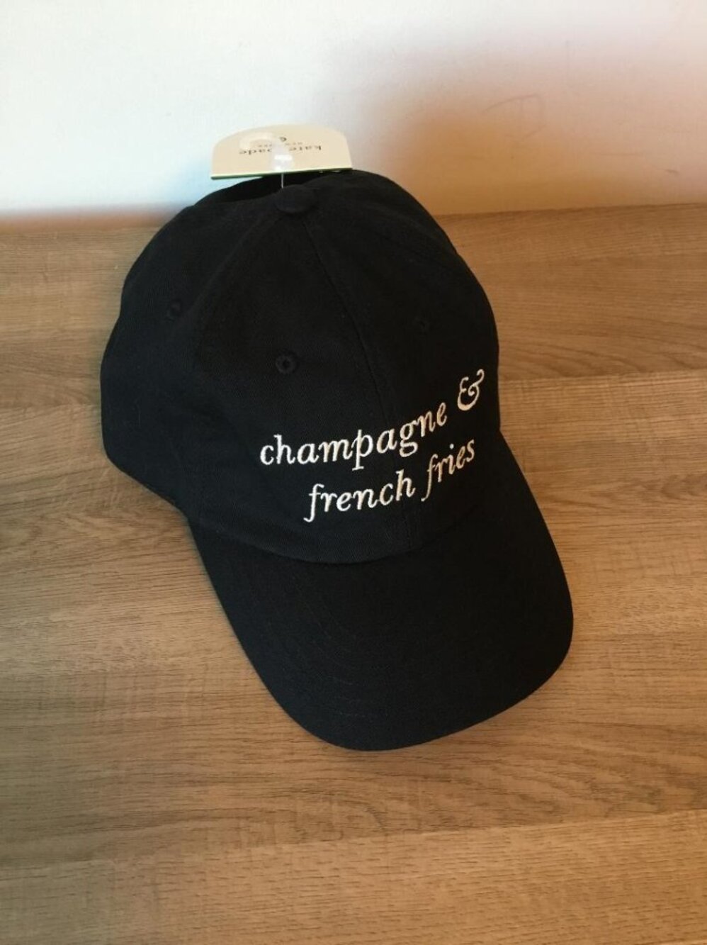 Kate Spade Black Champagne & French Fries Baseball Cap NWT - Picture 2 of 6
